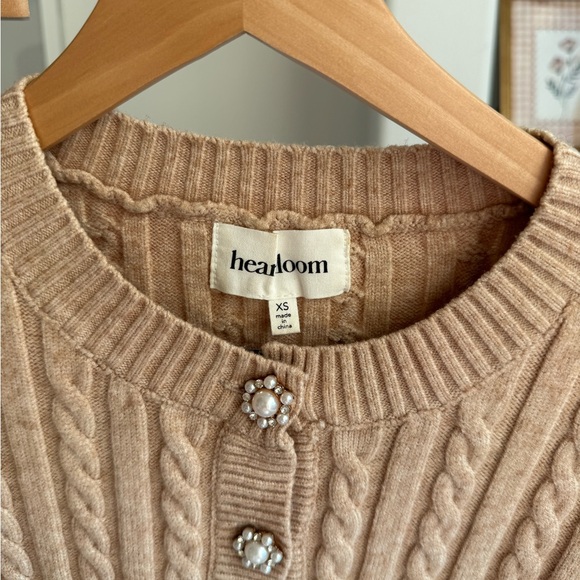 Heartloom Cable-Knit Cardigan Skirt Set, Camel - Picture 3 of 3